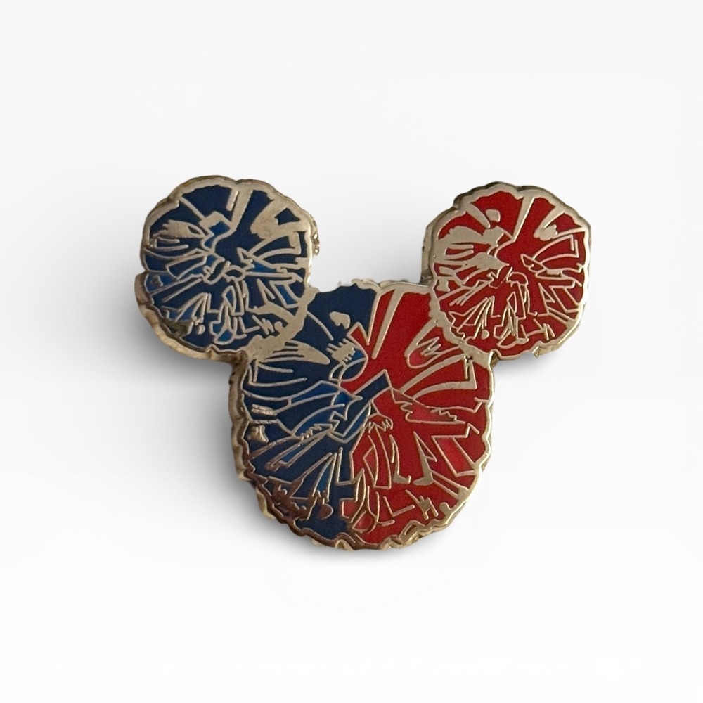 Disney Mickey Pom-Pom Pin – Red & Blue Cheer / Spirit Style Walt Disney‎ World